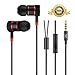 Earphone, in-Ear Headphone,Wired Earbuds with Microphone, Powerful Bass, Pure Sound, for Samsung, LG, Xiaomi, Sony, Huawei and Other Smartphones (Black Red)