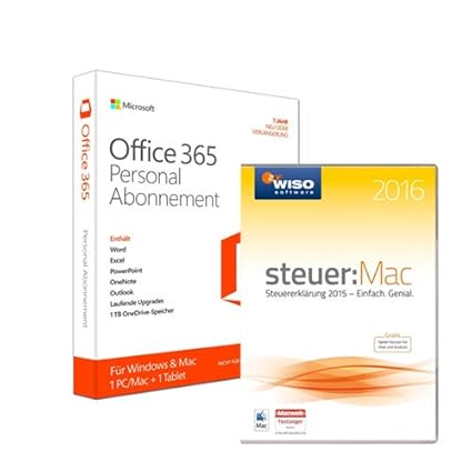 Microsoft Office 365 Personal - 1 PC/MAC - 1 Jahresabonnement - multilingual (Product Key Card ohne Datenträger) + WISO steue
