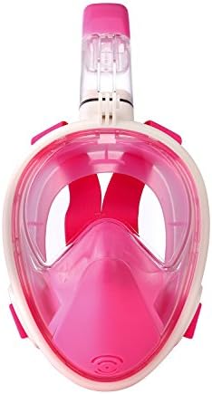 Benloroo 180° View Dry Full Face Snorkel Mask Anti-Fog Anti-Leak for Adults (Pink, S/M)
