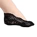 Habiter Women's Non-Skid Lace Sock,3 Pairs No Show Sock with Silicone Heel Black One size Fits US Women Shoe size 5.5-8.5.