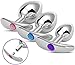 Comfortable Anal Plugs Luxury Jewelry Training Set Stainless Steel Butt Plug Fetish Bondage Anal Stimulation Sex Toys with 3 Colors Replaceable Bases