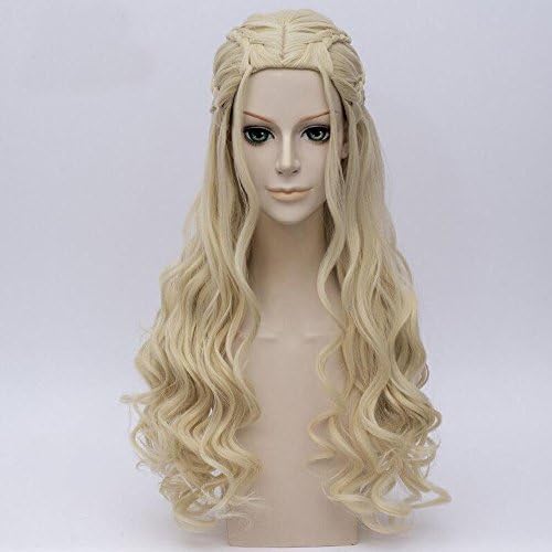 Oliwigy Long Curly Light Blonde Cosplay Wig for Game of Thrones Daenerys Targaryen khaleesi