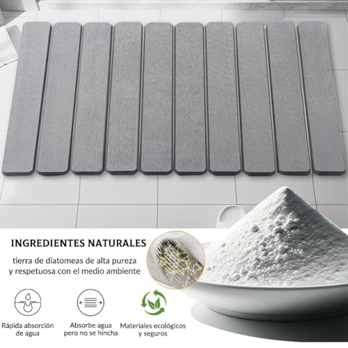 TQHVAF 2 Piezas,Tapete de Baño de Piedra de Diatomita,Tapete Ultra Absorbente de Diatomita,Tapete para Baño Antiderrapante,Secado Rápido y Fácil de Limpiar,Tapete Absorbente Aptas para Cocinas y Baños