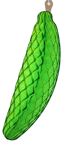 2-pack 15 Inch Large Honeycomb Tissue Paper Banana Fruit Decoration, Lime