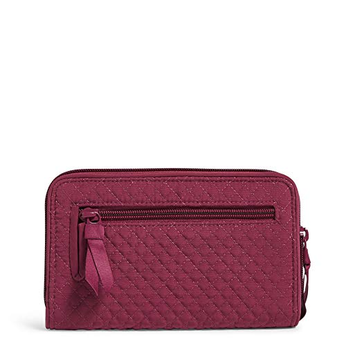 Vera Bradley Microfiber Turnlock Wallet with RFID Protection, Raspberry