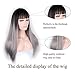 MSSQUEEN Silky Long Straight Wigs for Women Black to Grey Synthetic Wigs With Bangs High Temperature Natural Looking Costume Full Wigs