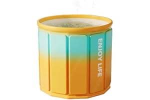 YYW Portable Adult Foldable Bathtub Freestanding Bath Soaking Tub Family SPA Collapsible Bath Bucket Orange Modern PVC Cylindrical Bathtub