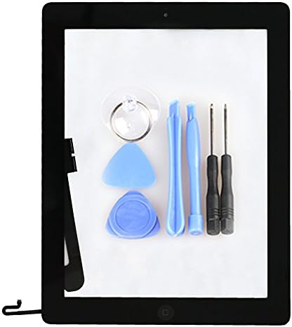 RabbitStorm Digitizer Touch Screen Front Glass Assembly for ipad 4 black Home Button + Camera Holder with tools kit