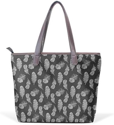 Black Sparse Feather Women Shoulder Bags for leather Large Ladies Tote Bag Shopping Bag
