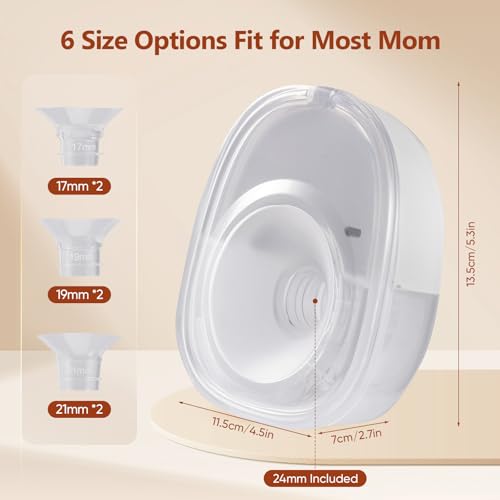 Electric Breast Pump, Hands Free Breast Pump with 4 Modes & 12 Levels, BPA Free, Quiet, Portable and Lightweight, 17/19/21/24mm Spout, Smart LED Display