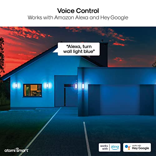 Atomi Smart WiFi LED Square Wall Sconce Lights 2 Pack, 1200 Lumens