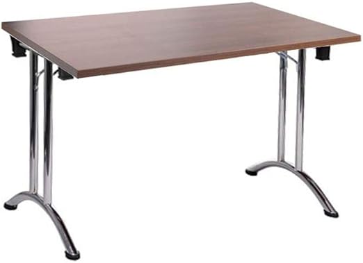 Moderix Folding Computer Desk Office Dining Table Workstation Wallnut Top Chrome Frame 120x80cm Amazon Co Uk Garden Outdoors