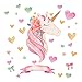 HUABEI Wall Decals Unicorn Golden Heart Bow Star Wall Sticker for Girls Vinyl Peel and Stick Fairy Removable Baby Kids Room Nursery Party Decoration