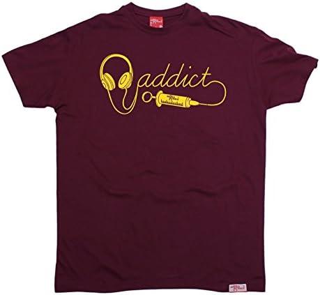 BM Premium - Men's Headphone Addict (L - MAROON) T-SHIRT