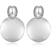 FAMARINE Big Disc Drop Earrings Gold Dangle Earrings Round Hammered Earrings Women