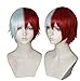 Cfalaicos Silver Red Mixed Todoroki Shouto Cosplay Wig with Free Wig Cap + Hair Accessories