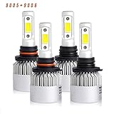 9005/HB3 High Beam 9006/HB4 Low Beam Combo LED Headlight Bulbs Conversion Kit, SZFLWA S2 Series COB Fog Driving Light, Halogen Head Light Replacement, 6500K Xenon White, 1 Pair, 1 Year support