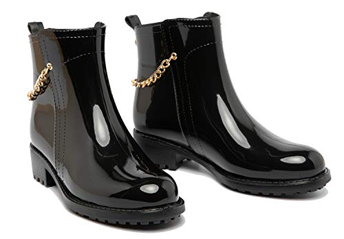 dripdrop Women's Ankle Rain Boots Waterproof Slip On Glossy Short Booties Girls Footwear