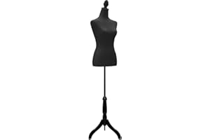 Mannequin Torso Dress Form Female Mannequin Body Female Manikin 49.6-63.4 Inch Height Portable and Adjustable Wooden Tripod S