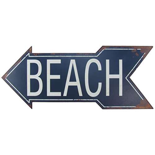 Large Metal To The Beach Arrow Tin Metal Sign Nautical Seaside House FL Coastal Home Decor