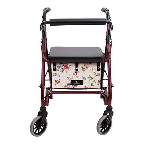 Extra Large Walker Underseat Bag - Rollator Accessories - Under Seat Storage Pouch (Floral)
