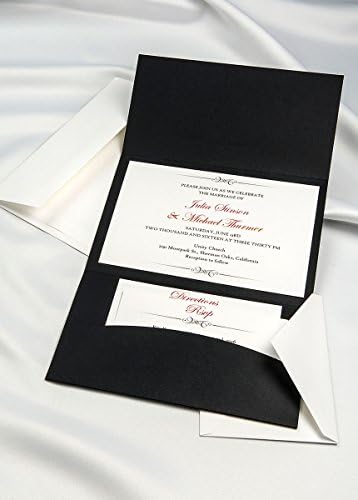 Horizon Pocket Folder Invitation Kit - Black Linen - Pack of 20