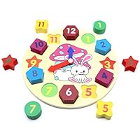 "Happiness in Games" Wooden Shape Sorting Clock | Educational Clock Puzzle for Toddler |3 Years Old Boy Girl | Clock Kid
