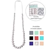 Goobie Baby Audrey Silicone Teething Necklace for Mom to Wear, Safe BPA Free Beads to Chew - Marble