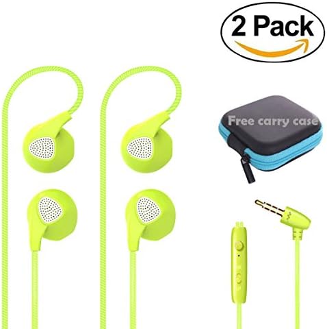 THE Electronics Wired 3.5MM Earphone/Earbuds/Headphones +1 Carry Case w/ Remote and Mic Gym Workout smartphones Tablets (NEP-GRX2)