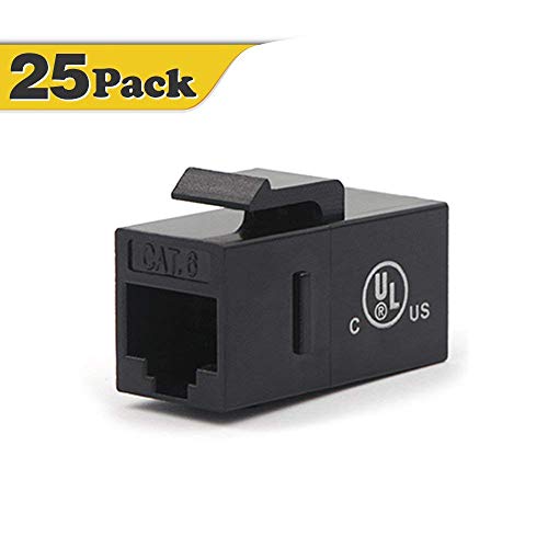 VCE CAT6 RJ45 Keystone Jack Inline Coupler-Black 25-Pack UL Listed