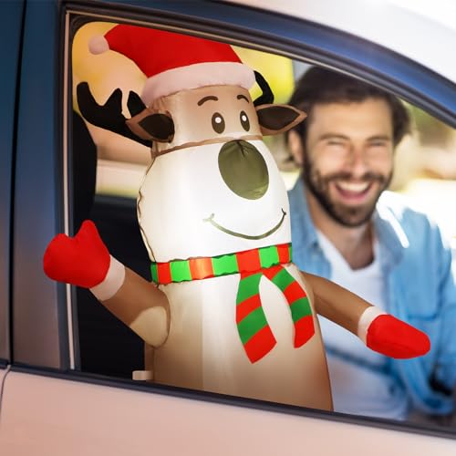 ROCEEI Christmas Inflatable Car Decoration Car Christmas LED Lights