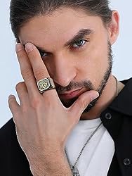 FaithHeart Nordic Elder Futhark Rune Signet Rings