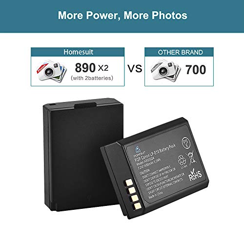 Homesuit LP-E10 Camera Battery Charger Set for Canon EOS Rebel T3, T5, T6, T7, Kiss X50, Kiss X70, EOS 1100D, EOS 1200D, EOS 1300D (2-Pack, 1600mAh, 3 Charging Options) - Thumbnail 2