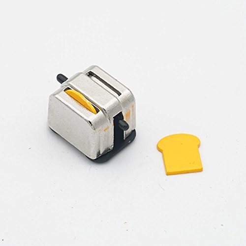 ZEROYOYO DIY 1:12 Dollhouse Metal Toaster Miniature Kit for Kitchen Decoration Accessories Bread Maker Toys for Kids