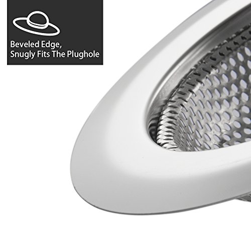 Kitchen Sink Strainer, Cozzine 4.5 Inch Dia Stainless Steel Sink Drain Cover Garbage Disposal Filter Large Wide, Kitchen Trash Strainer Fits Well On Drain, Pack of 2 - Thumbnail 3