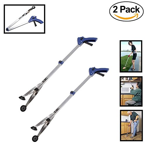 [New Version]2 Pack Foldable Reacher Grabber Tool, Long 32" Foldable Extender Gripper Tool, Suction Cups for Precise Work, Claw Trash Garbage Picker,Garden Nabber, Mobility Aid Pick Up Tool - Thumbnail 6