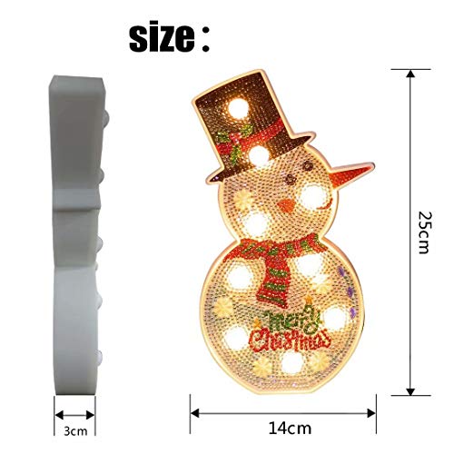 qiaoniuniu Diamond Painting for Kids Mosaic Making Night Light Snowman Lamp for Children - Thumbnail 3