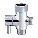 HOMEIDEAS T-adapter with Shut-off Valve, 3-way Tee Connector 7/8 inches, Chrome Finish, for Bidets