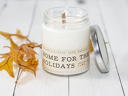 Home for the Holidays Wood Wick Vegan Soy Wax Candle - Holidays Scented Soy Candle, Fruit Scented Wood Wick Candle, Fall Scent, Phthalate Free Candle