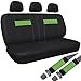 Oxgord 17pc Set Flat Cloth Mesh / Green & Black Auto Seat Covers Set - Airbag Compatible - Front Low Back Buckets - 50/50 or 60/40 Rear Split Bench - 5 Head Rests - Universal Fit for Car, Truck, Suv, or Van - FREE Steering Wheel Cover