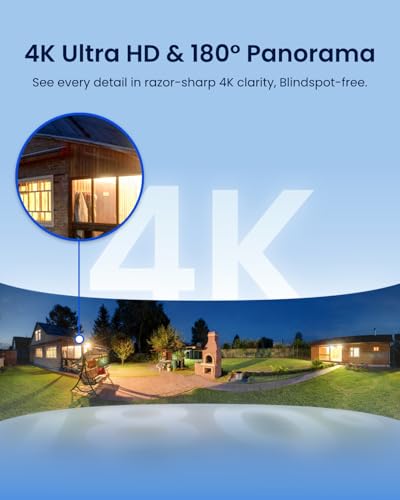 Reolink Elite Floodlight WiFi, 4K 8MP 180° Panoramic Wired Floodlight Camera, Adjustable 3000 Lumens Spotlights, AI Video Search, Dual-Band Wi-Fi 6, 24/7 Recording, No Monthly Fees