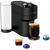 Nespresso Vertuo Pop+ Deluxe Coffee &amp; Espresso Maker by De'Longhi, Black | Black matte dark chrome coffee machine with sleek design, 37 fl. oz. side tank, 30 second heat-up and auto capsule ejection.