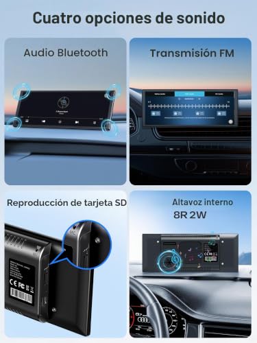 INNOVV V2 10.3" Apple CarPlay Android Auto Wireless Display 1920x720 IPS Touch Screen for Car GPS Navigation, Mirror Link, Siri with Adjustable Magic Stand