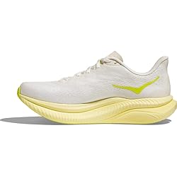 Hoka Women's Mach 6 Sneaker, White/Neon Citrus, 7.5