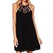 vanberfia Women's Lace Patchwork Loose Casual Mini Chiffon Dress