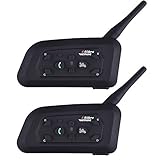 Helmet Wireless Bluetooth Intercom High-Power Headset 6 Riders 1200m Waterproof Interphone 2 Pack