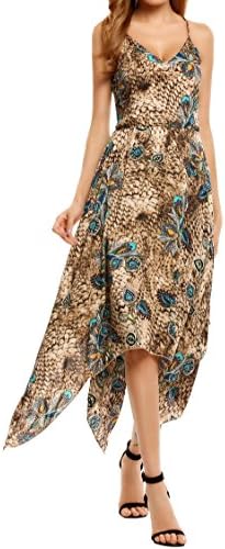 carsget Casual Dress,Spaghetti Strap Dress,Women Slim Flower Print a-line Maxi Long Dress Dresses