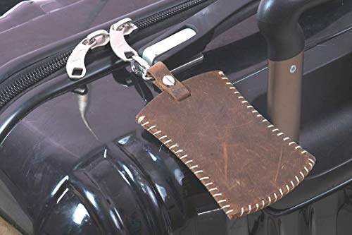 Handmade High Quality Genuine Leather Luggage Bag Tags for Men Women - Thumbnail 7