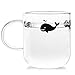 ELITEA Glass Mug with Handle Clear Cute Coffee Mugs Tea Cup with Whale Print 12.2oz