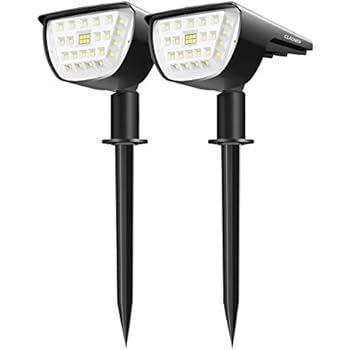 Claoner 32 LED Solar Landscape Spotlights, IP67 Waterproof Solar Powered Wall Lights 2-in-1 Wireless Outdoor Solar Landscaping Light for Yard Garden Driveway Porch Walkway Pool Patio 2 Pack Cold White